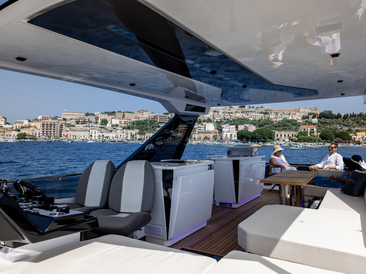 Aft deck of the Aicon Yachts USA Vivere 80
