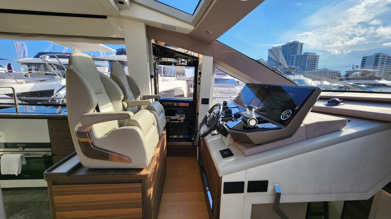 Helm station of the Aicon Yachts USA Vivere 66