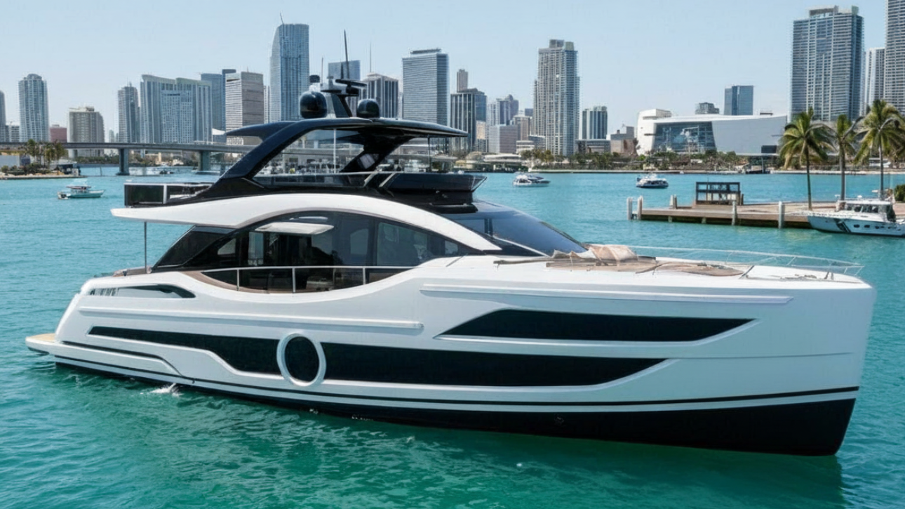 Aicon Yachts USA Vivere 80 idle on the coast of Miami